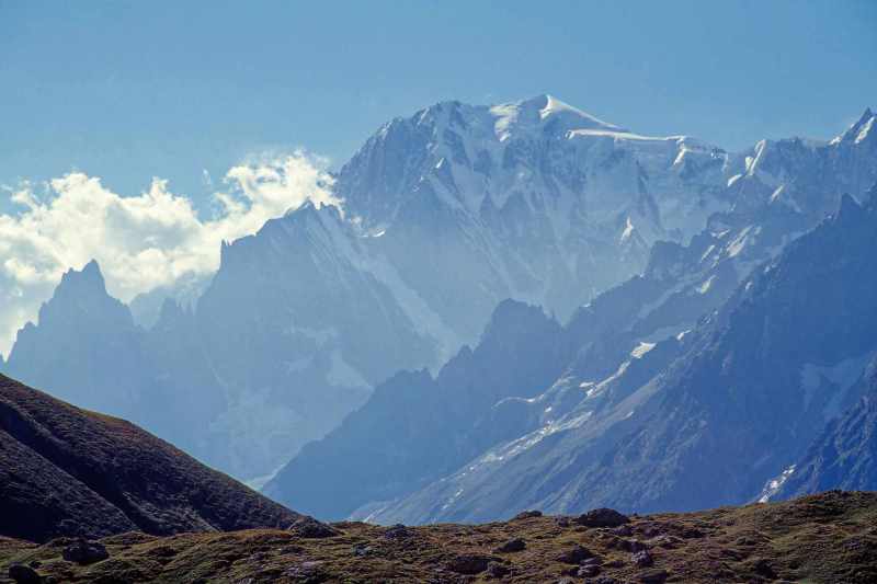Mont Blanc (4808 m) Ostseite  [September 1999, Restauration von Kleinbild-Dia]