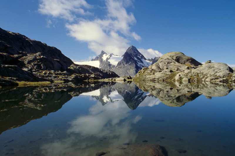 Bergsee mit Testa del Rutor (3486 m) [September 1999, Restauration von Kleinbild-Dia]