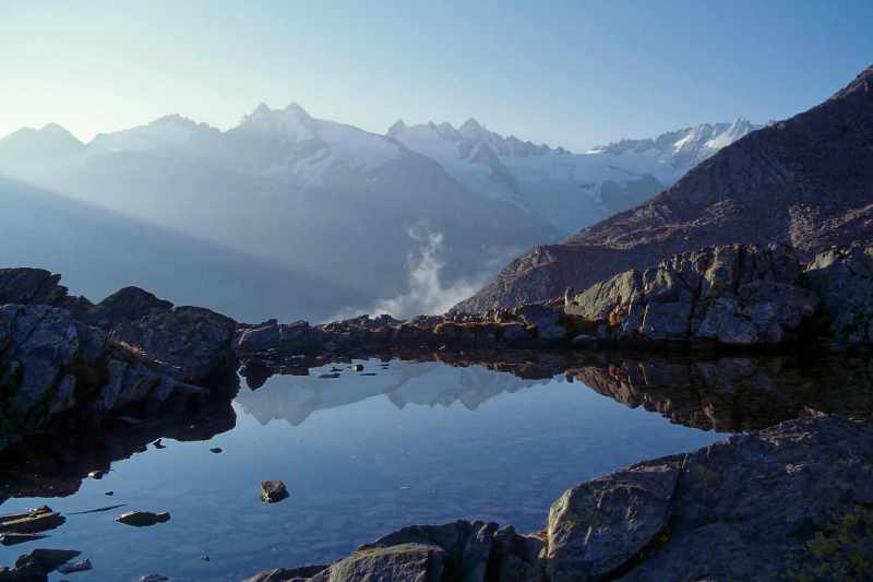 Bergsee im Valnontey [September 1999, Restauration von Kleinbild-Dia]