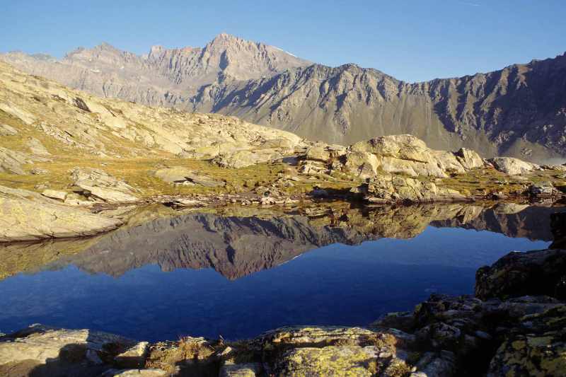 Bergsee im Valnontey [September 1999, Restauration von Kleinbild-Dia]