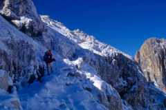 Aufstieg zum verschneiten Passo della Fradusta