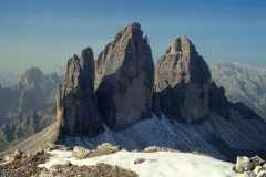 Blick vom Paternkofel auf die Drei Zinnen [September 1994, Restauration von Kleinbild-Dia]